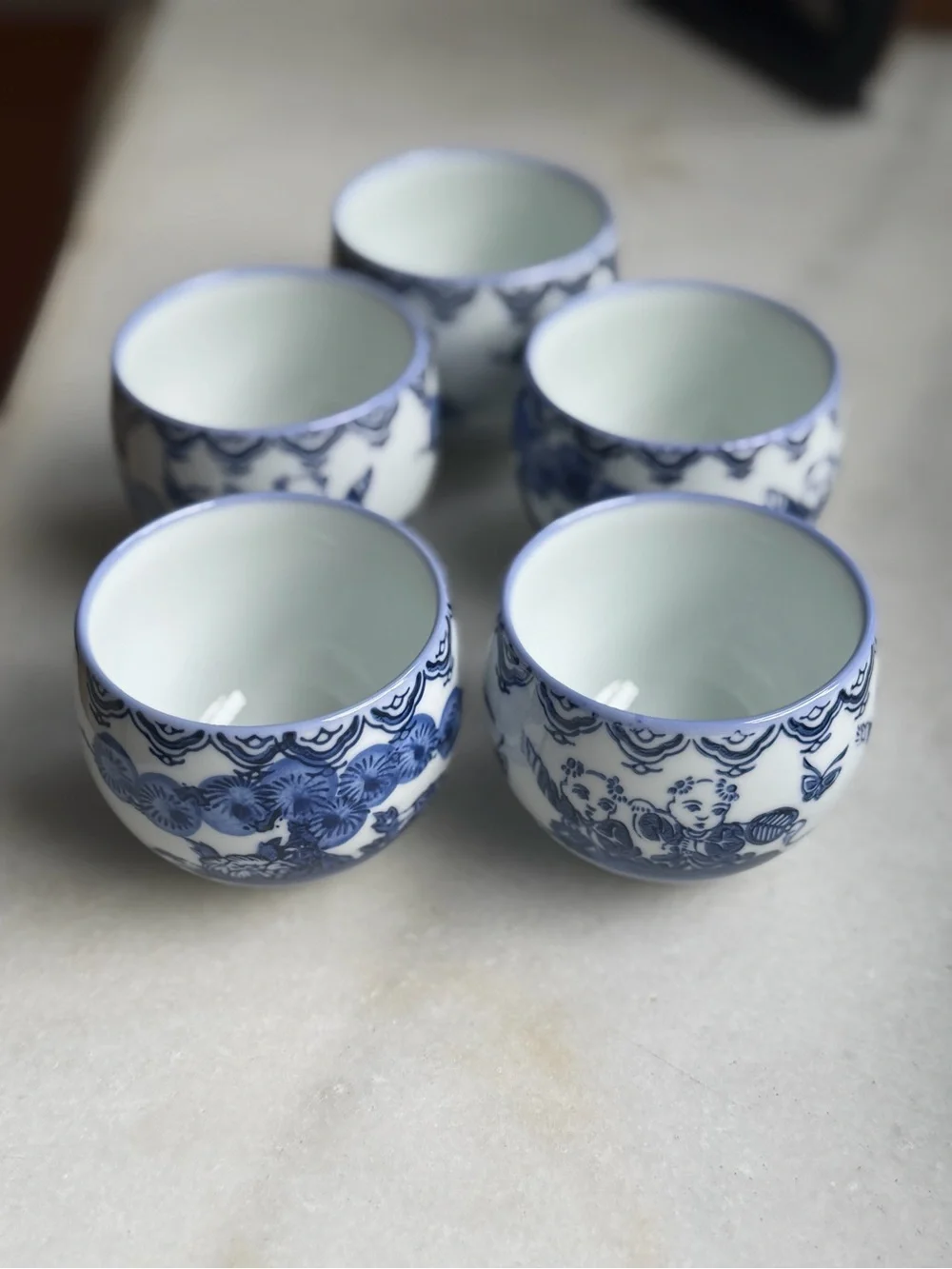Vintage Blue & White Japanese Teacups